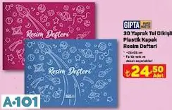 GIPTA 30 YAPRAK TEK DİKİŞLİ PLASTİK KAPAK RESİM DEFTERİ
